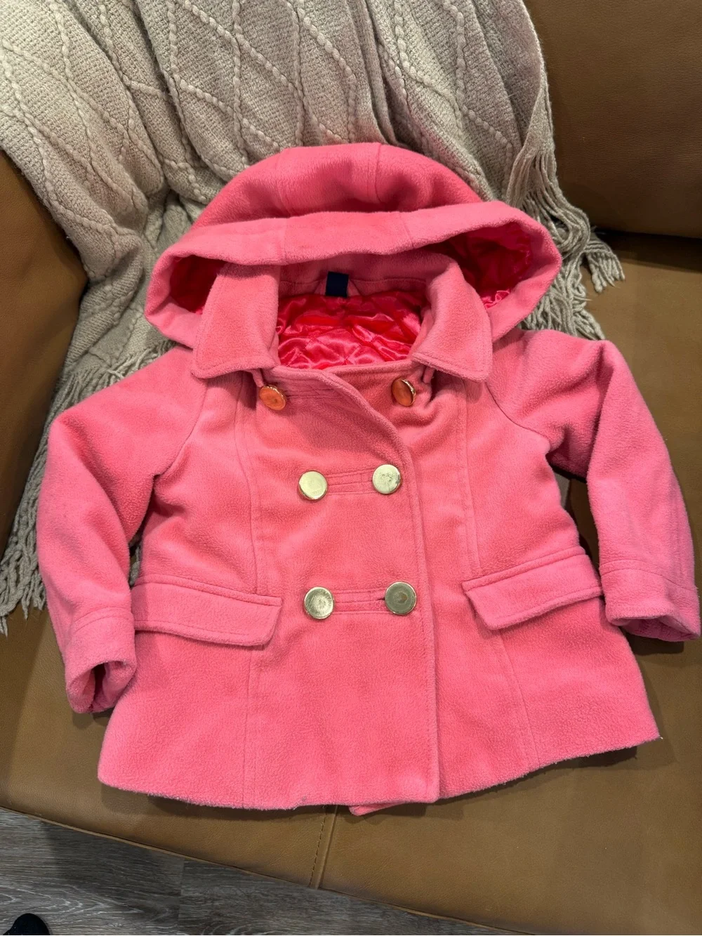Baby GAP Girls' Pink Hooded Pea Coat